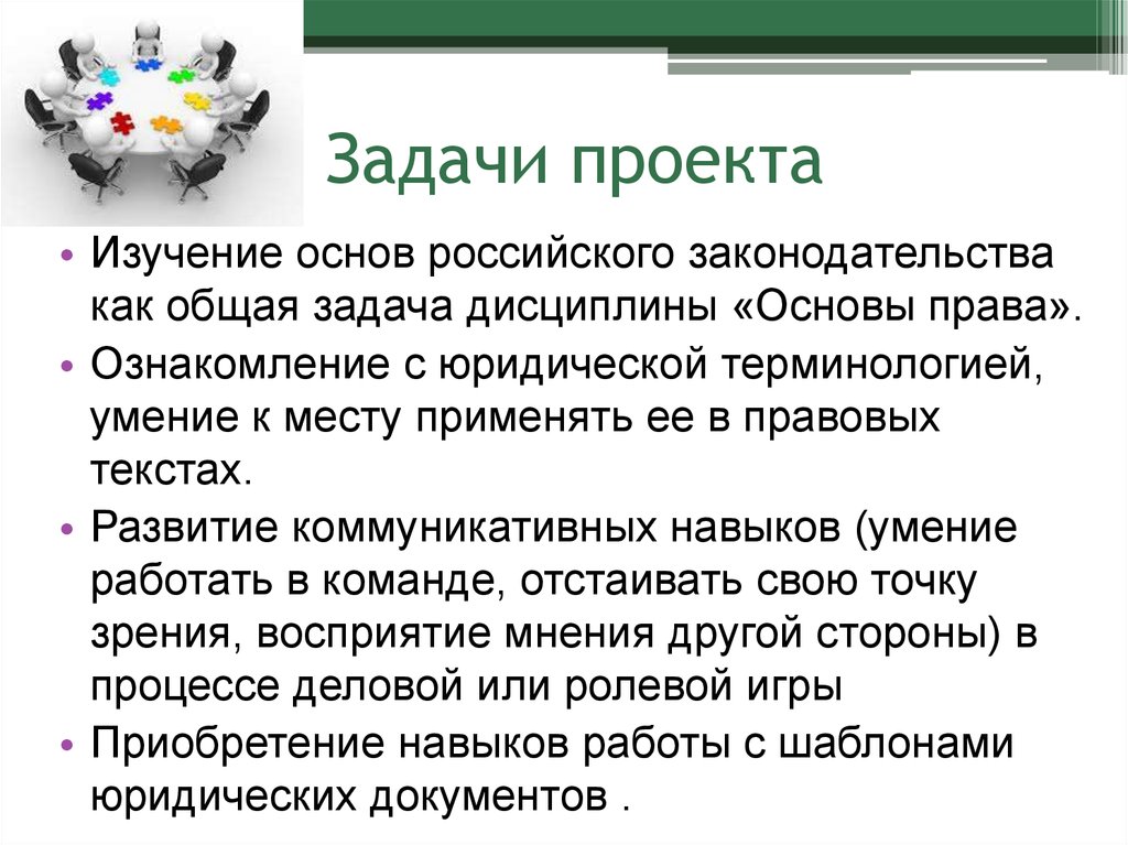 Задачи проекта