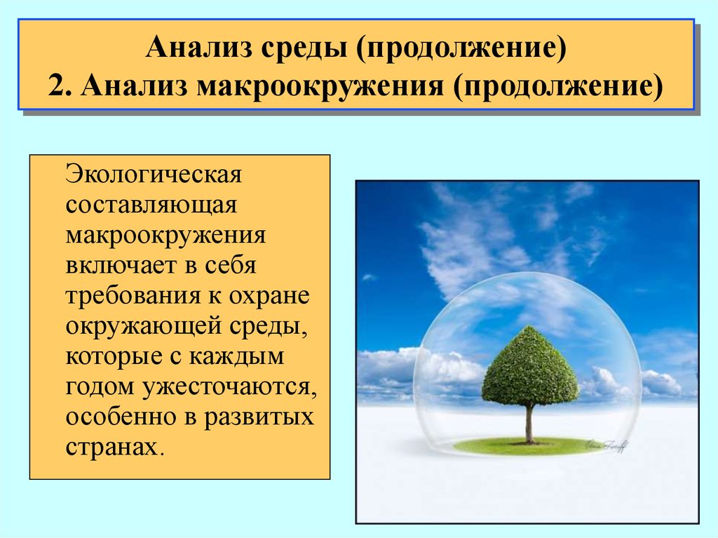 Экологическая составляющая. Макроокружения. Охрана окружающей среды. Анализ среды макроокружения. Теория окружения