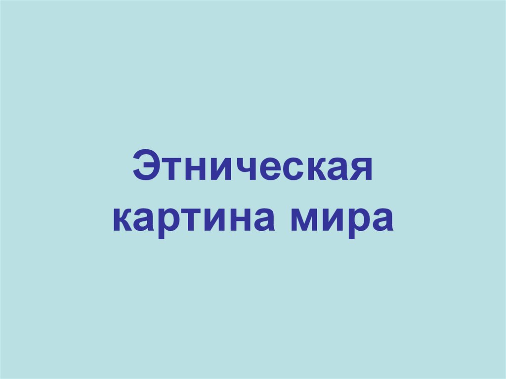 Этническая картина мира