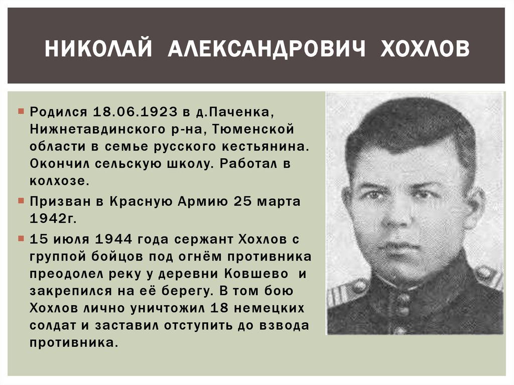 НИКОЛАЙ АЛЕКСАНДРОВИЧ ХОХЛОВ