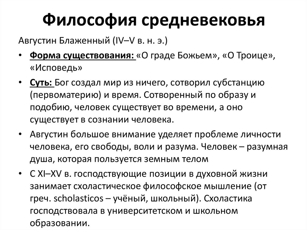 Список философии