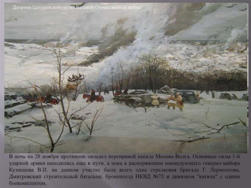 В ночь на 28 ноября противник овладел переправой канала Москва-Волга. Основные силы 1-й ударной армии находились еще в пути, а