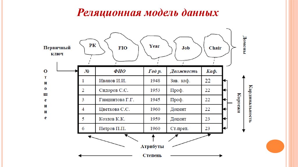 Виды моделей данных реляционная модель данных