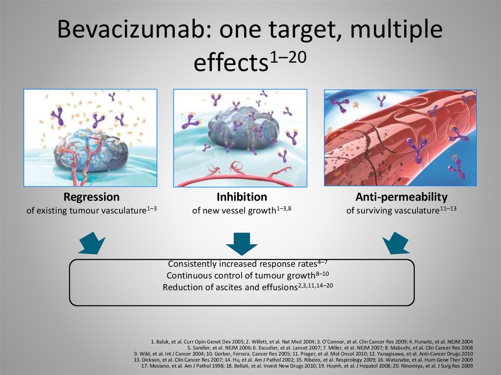 Bevacizumab: one target, multiple effects1–20