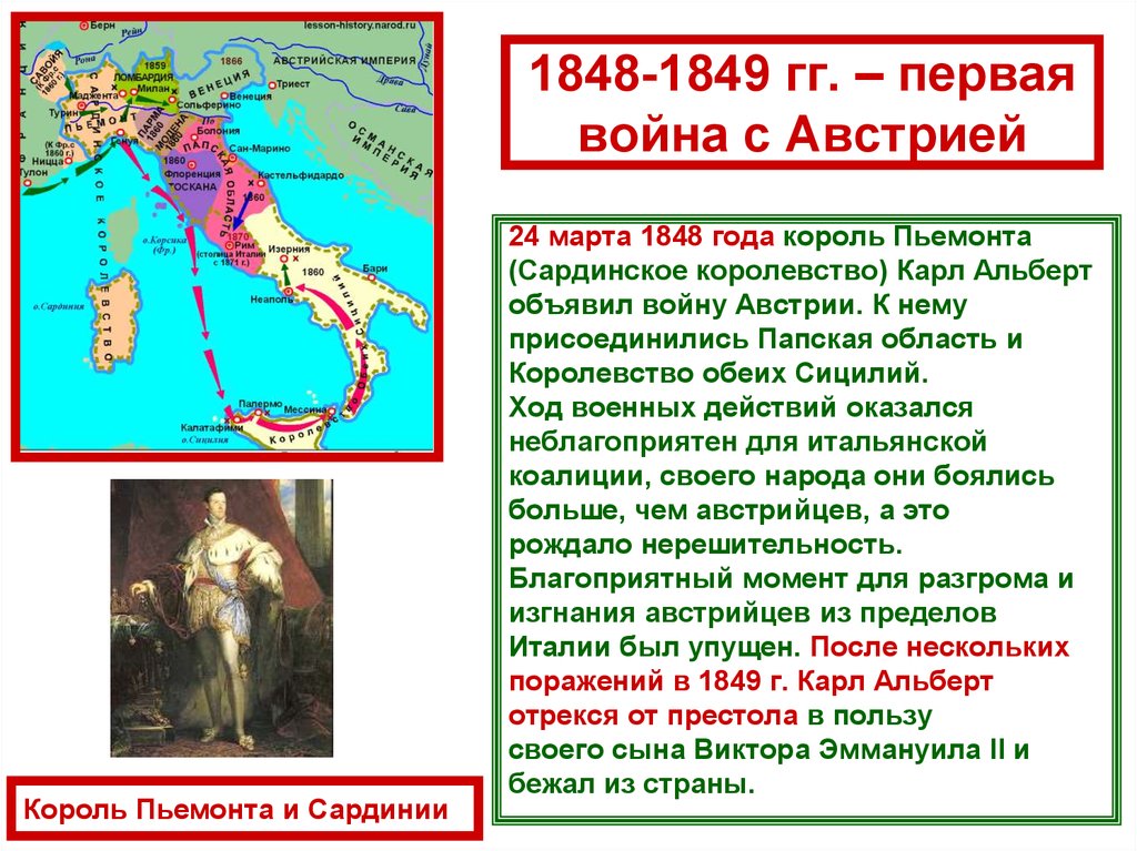 Восстановите картину героической борьбы итальянского народа за объединение своей страны используйте