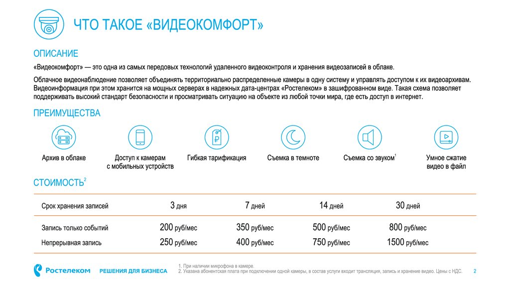 Сколько хранятся запись видео. Видеокомфорт Ростелеком. Камера Ростелеком характеристики. Внешняя камера Ростелеком. Какие данные хранятся в облачном сервисе видеонаблюдения.