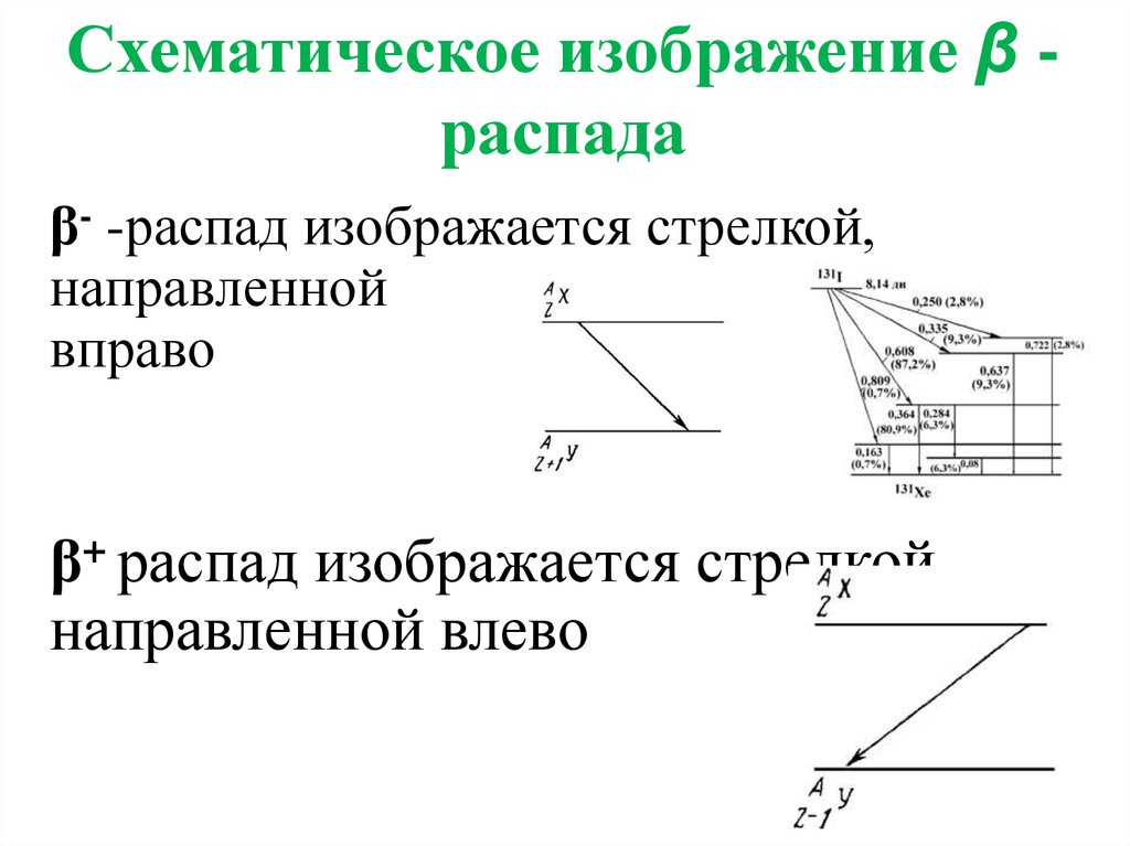 Схематическое и математическое изображение β –распада