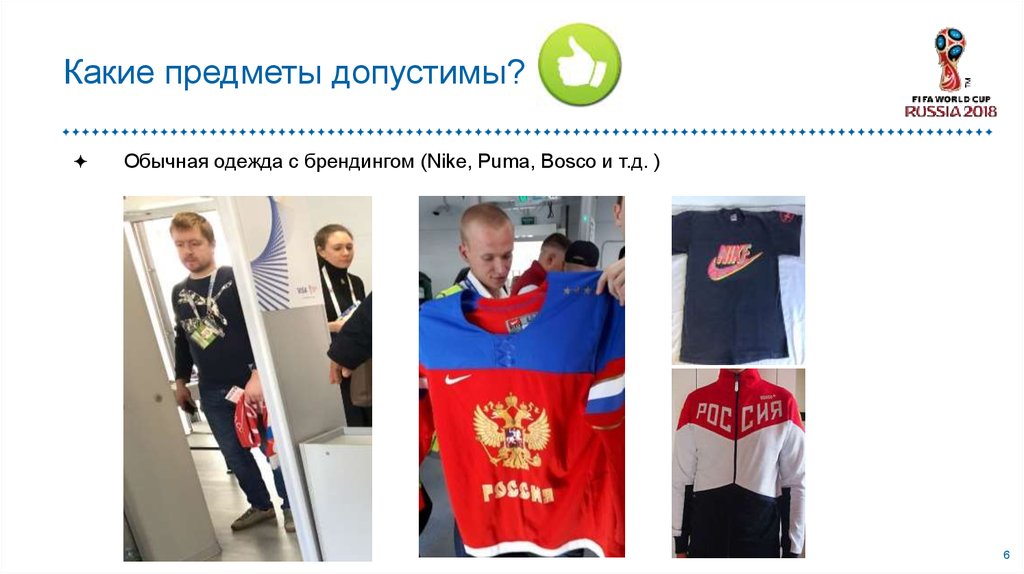 Какие предметы допустимы?