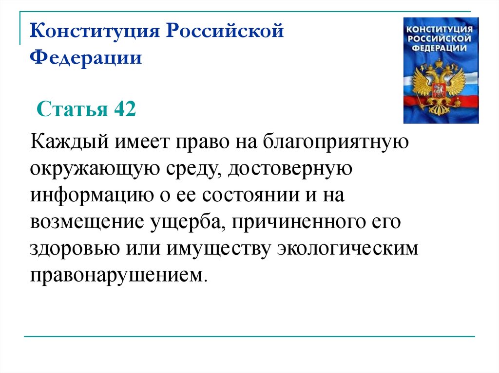 Статью 22 конституции рф. Ст 42 Конституции РФ. Статья 42 Конституции. Статья 42 Конституции РФ. Право на благоприятную окружающую среду Конституция РФ.