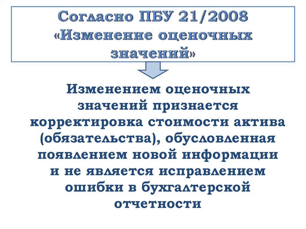 Изменением оценочных значений. Изменением оценочных значений