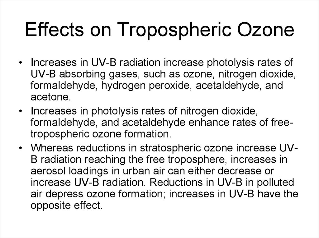 Effects on Tropospheric Ozone