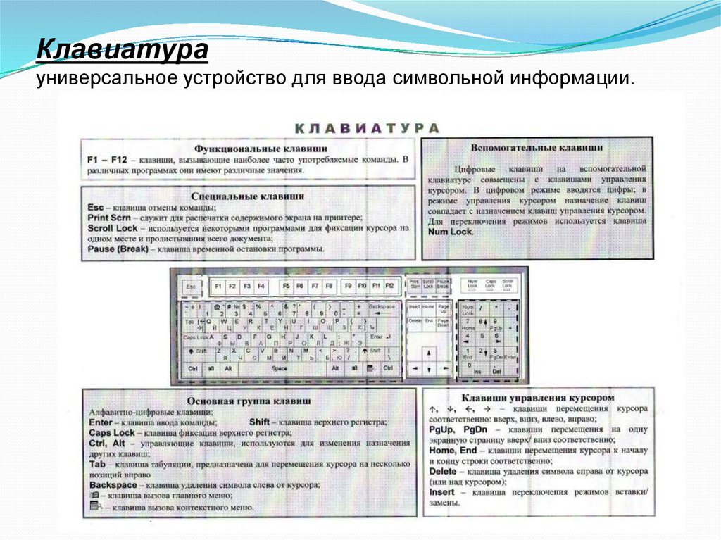 Назначение кнопок компьютера