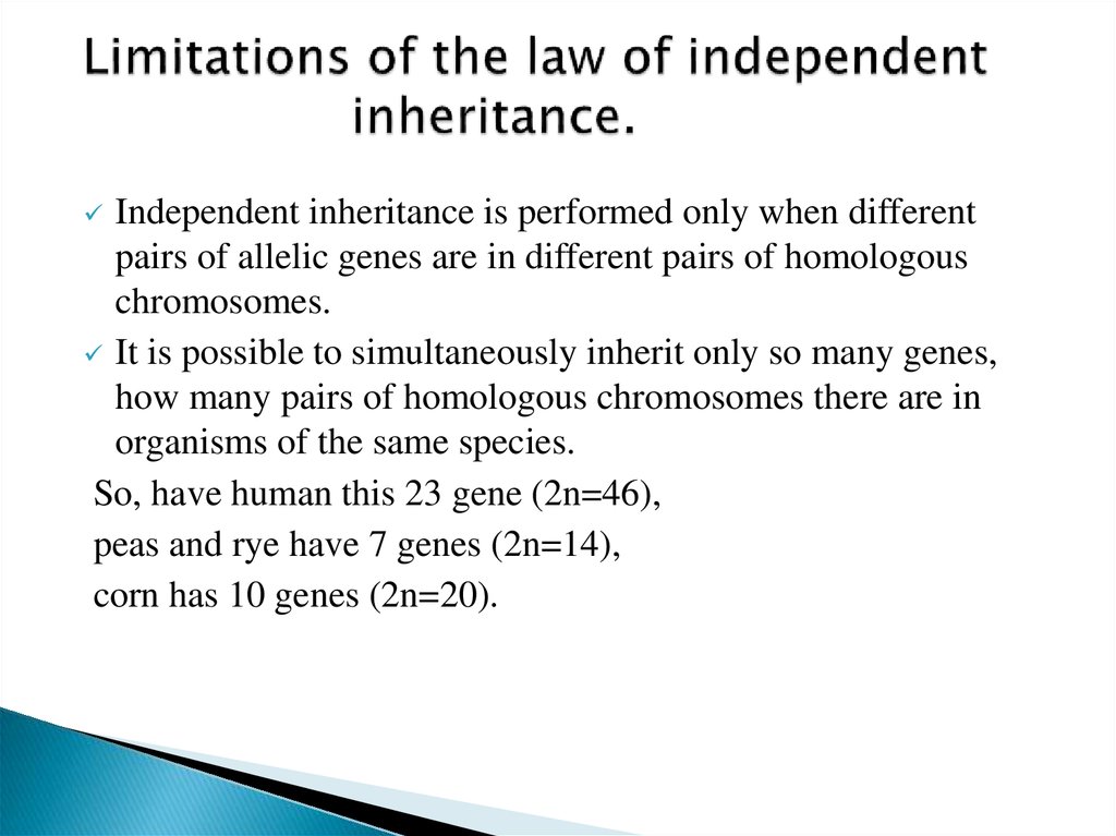 Limitations of the law of independent inheritance.