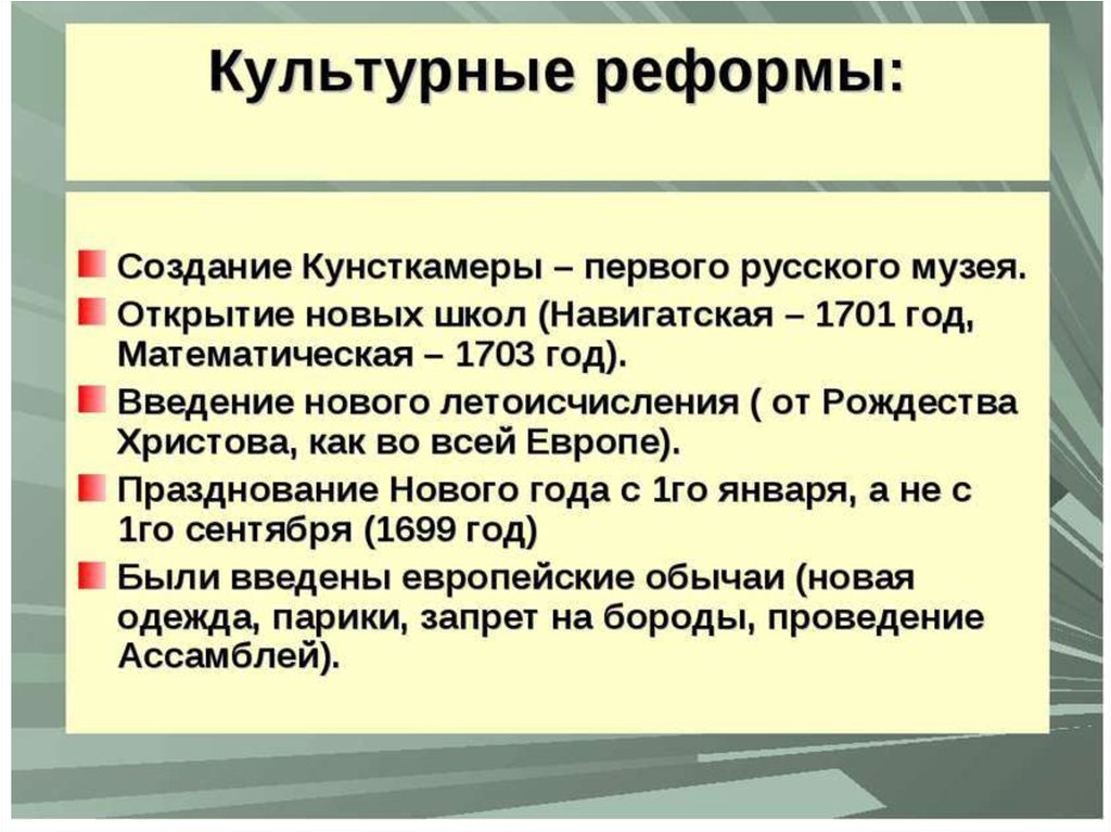 Реформа культуры и быта петра 1. Культурные реформы. Культурные реформы Петра 1. Культурные реформы Петра 1 кратко. Культурные преобразования Петра 1 кратко.