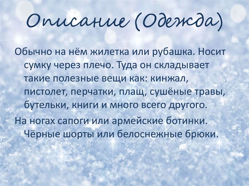 Описание (Одежда)