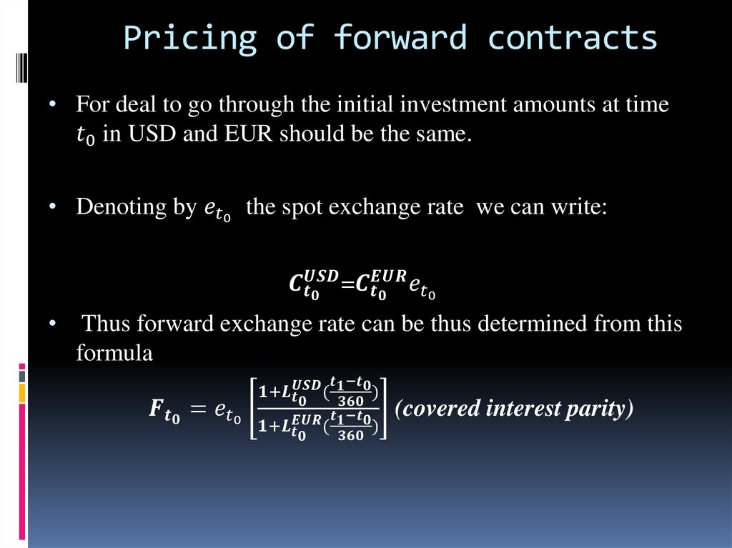 Pricing of forward contracts