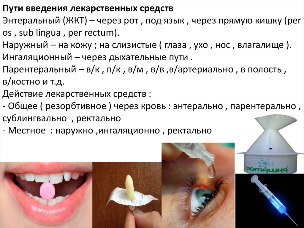 Препараты через рот