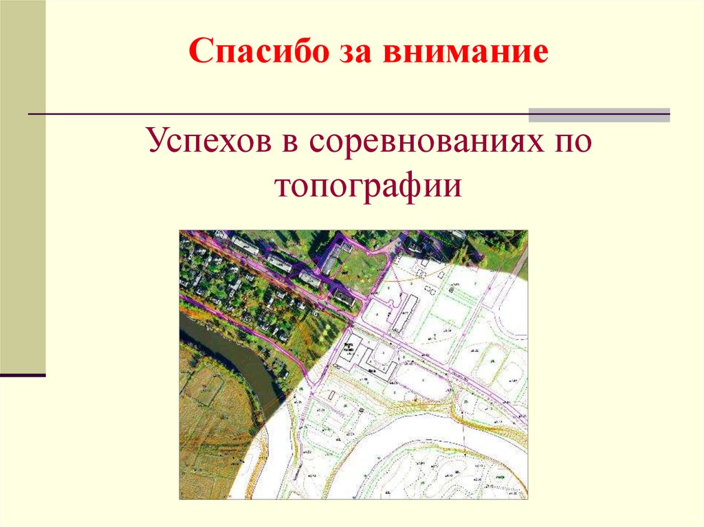 Спасибо за внимание Успехов в соревнованиях по топографии