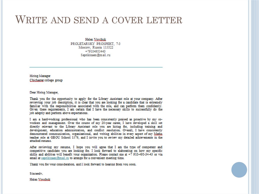 Write and send a cover letter