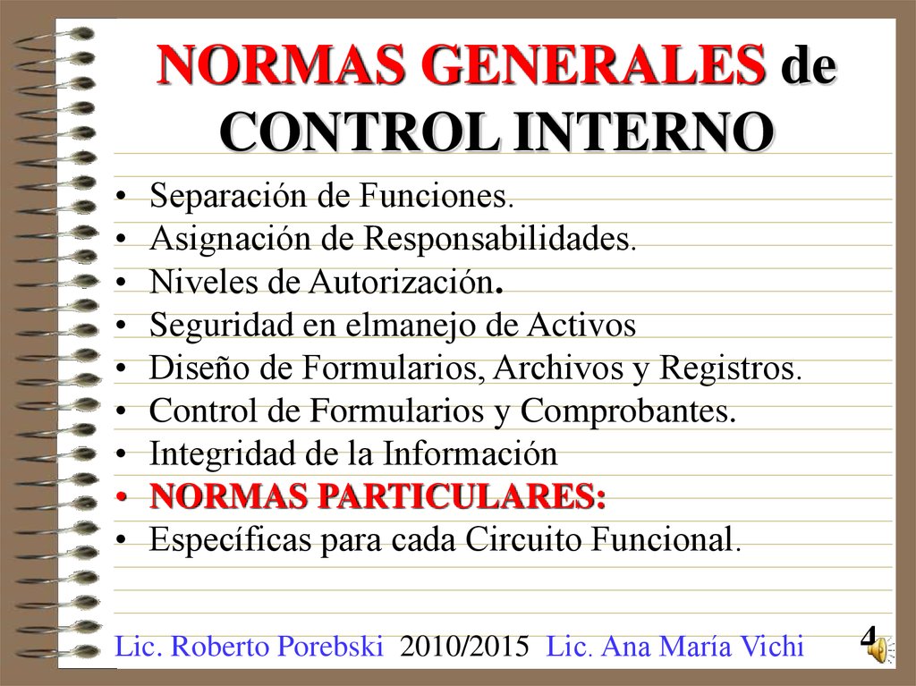 NORMAS GENERALES de CONTROL INTERNO