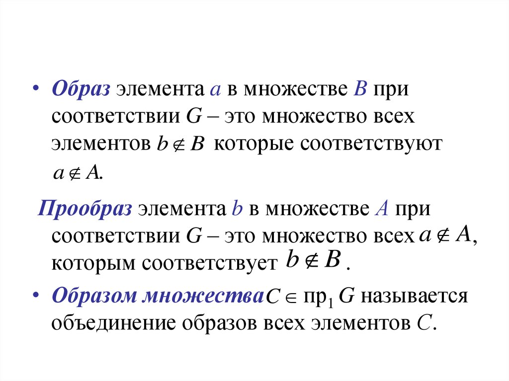 Образ элемента. Образ и прообраз множества. Образы и прообразы элементов и множеств. Образ элемента множества. Образ множества при отображении.