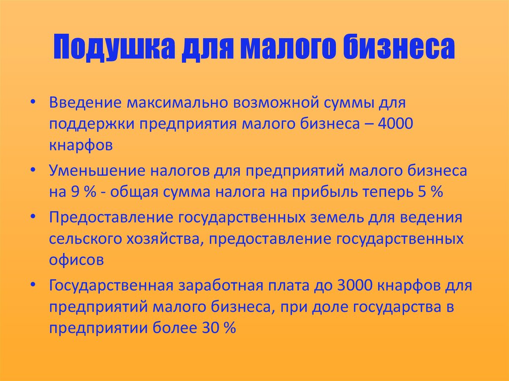 Подушка для малого бизнеса