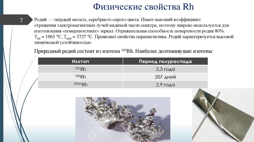 Какие свойства имеют металлы. Физические свойства родия. Родий характеристика металла. Родий химические свойства. Металлы серебристого цвета Твердые.