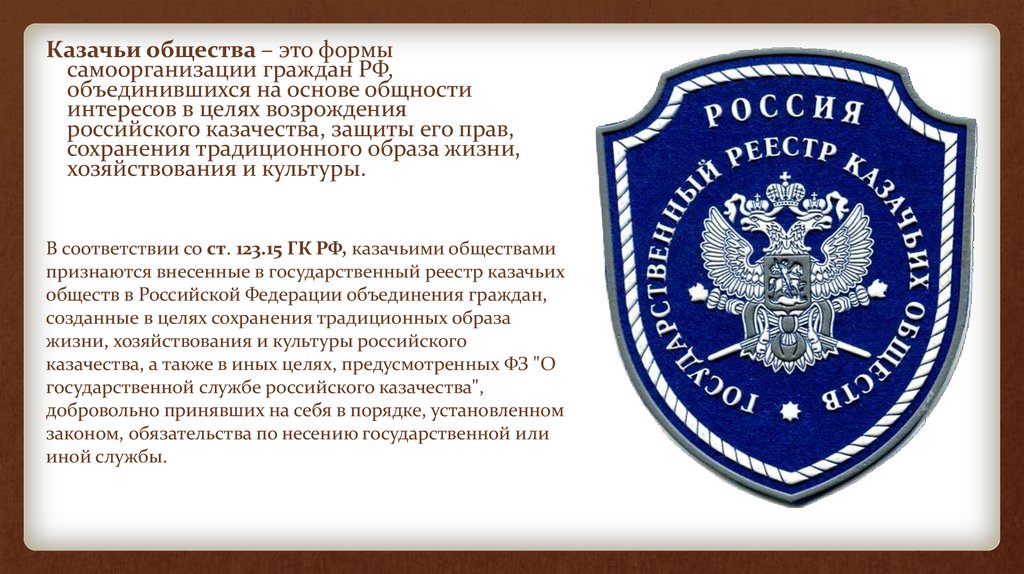 Российский государственный реестр. Структура казачьих обществ России. Реестр казачьих обществ.