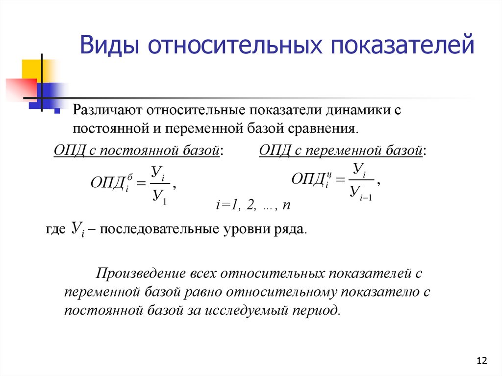 Коэффициент реализации. Относительные показатели динамики с переменной базой сравнения. Относительный показатель динамики (ОПД. Относительный показатель динамики с переменной и постоянной базой. Относительные показатели динамики с постоянной базой сравнения.