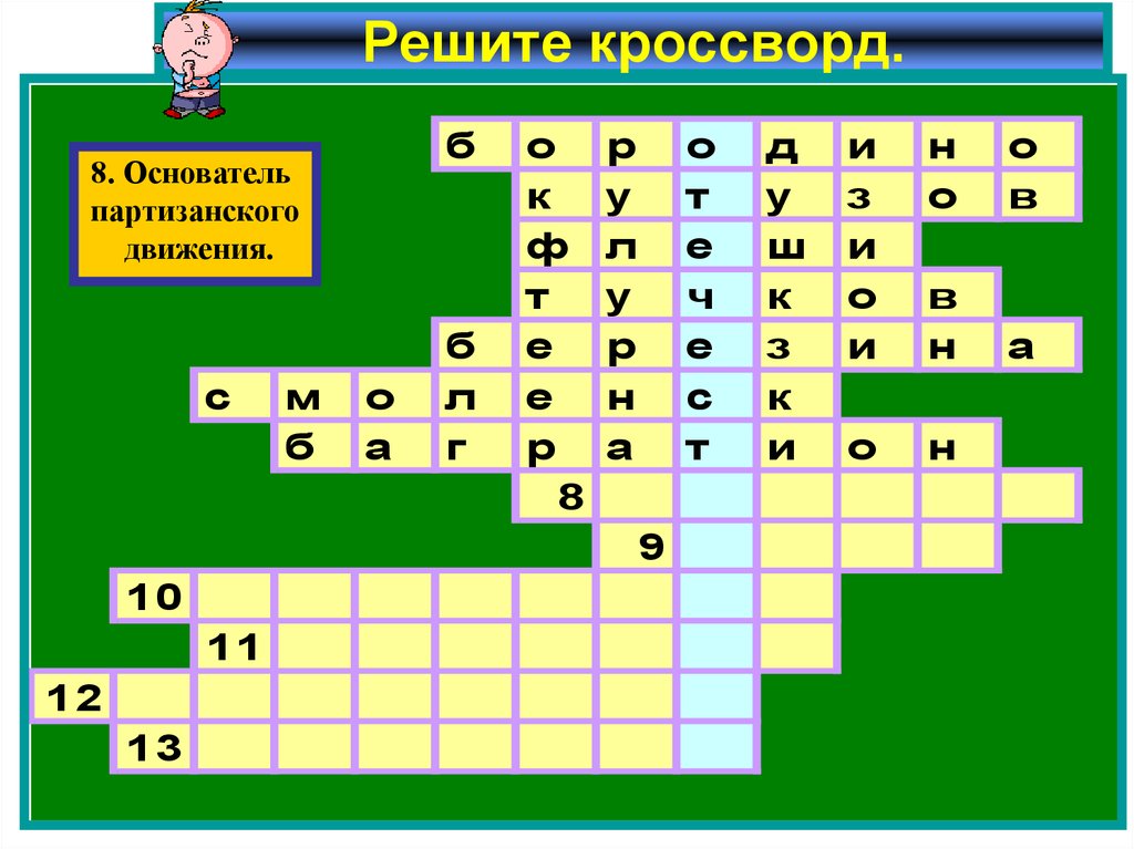 Кроссворд по Партизанская войне. Группа 8 кроссворд