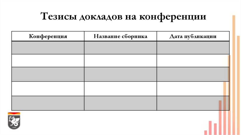 Тезисы докладов на конференции