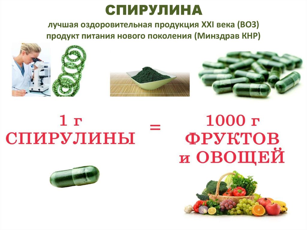 СПИРУЛИНА лучшая оздоровительная продукция XXI века (ВОЗ) продукт питания нового поколения (Минздрав КНР)