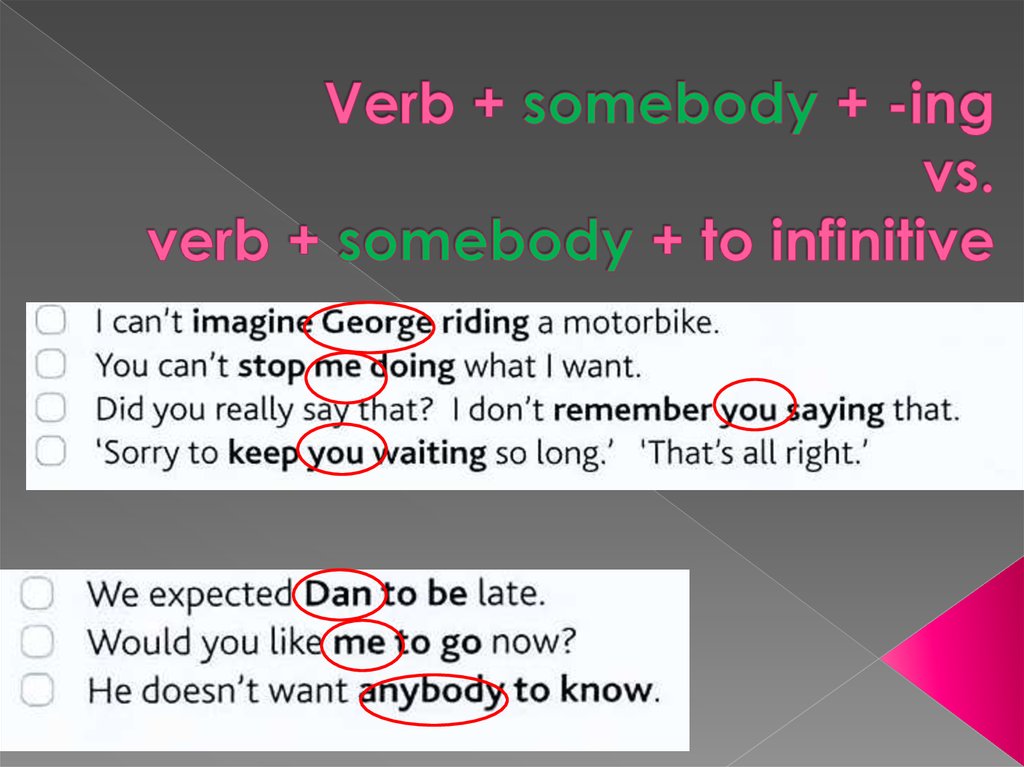 Verbs ing to infinitive. Verb+Somebody+to+Infinitive. Verb+Somebody+ing. Imagine ing or Infinitive. Инфинитив с imagine.