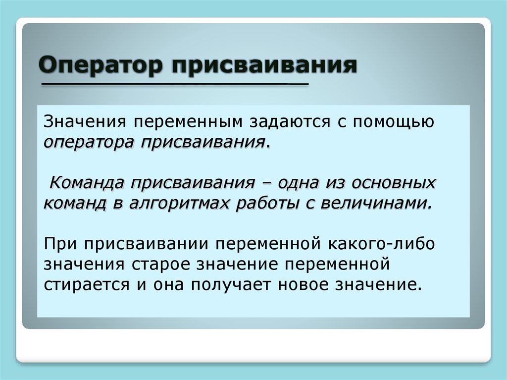 Что значит либо. Команда присваивания Информатика. Оператор присвоения Информатика. Значение присвоить в информатике. Оператор присваивания.