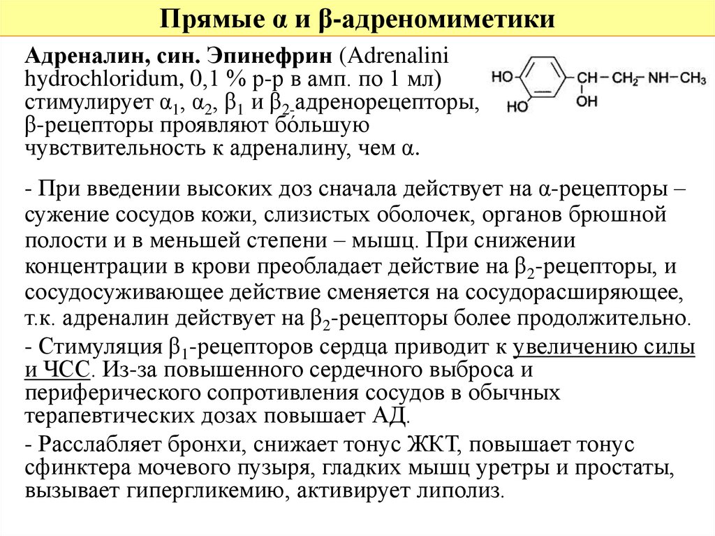 Адреномиметики фармакология презентация