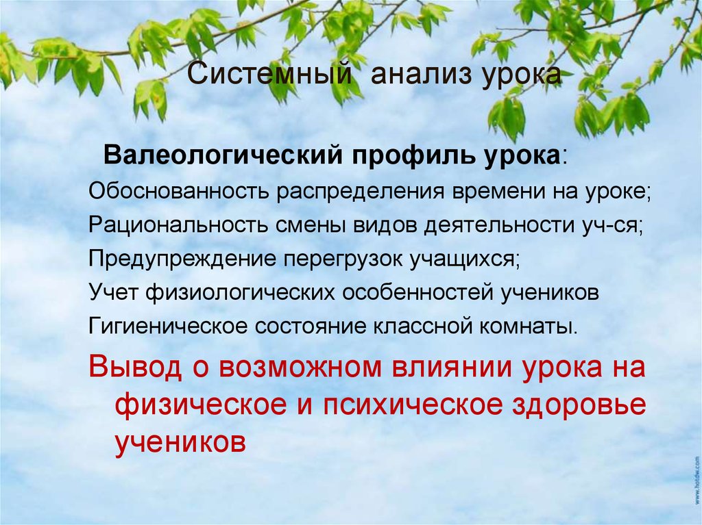 Системный анализ урока