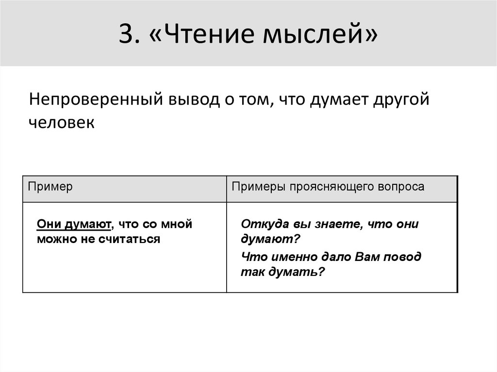 3. «Чтение мыслей»