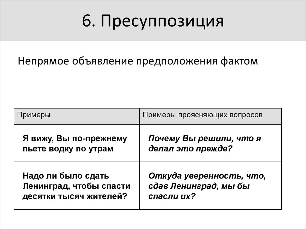 6. Пресуппозиция