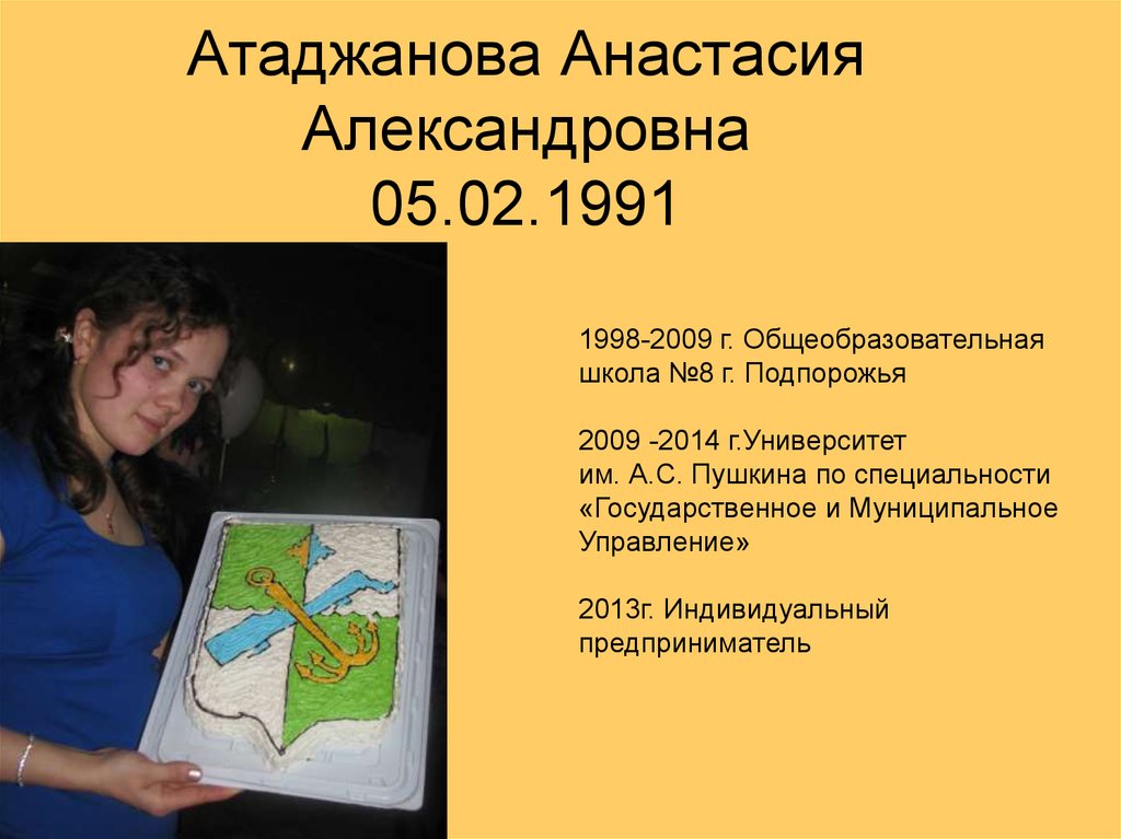 Атаджанова Анастасия Александровна 05.02.1991