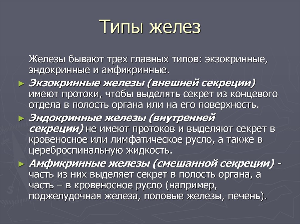 Тип железы