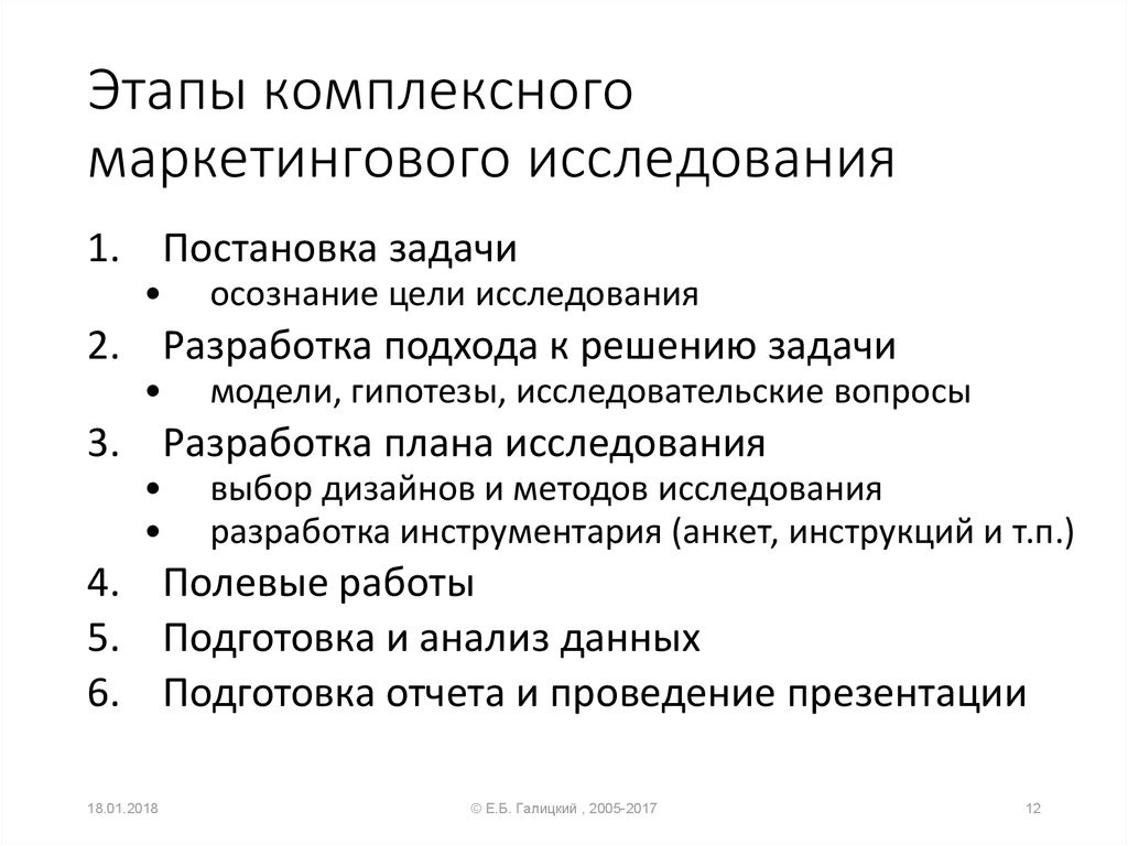 Проведение маркетинговых исследований. Методика комплексного маркетингового исследования. .Этапы комплексного исследования.. Комплексная модель маркетингового исследования. Этапы проведения комплексного маркетингового исследования.