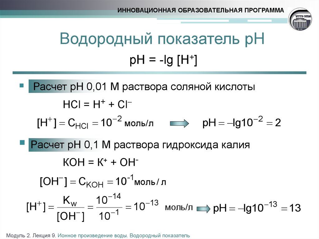 План урока водородный показатель 11 класс