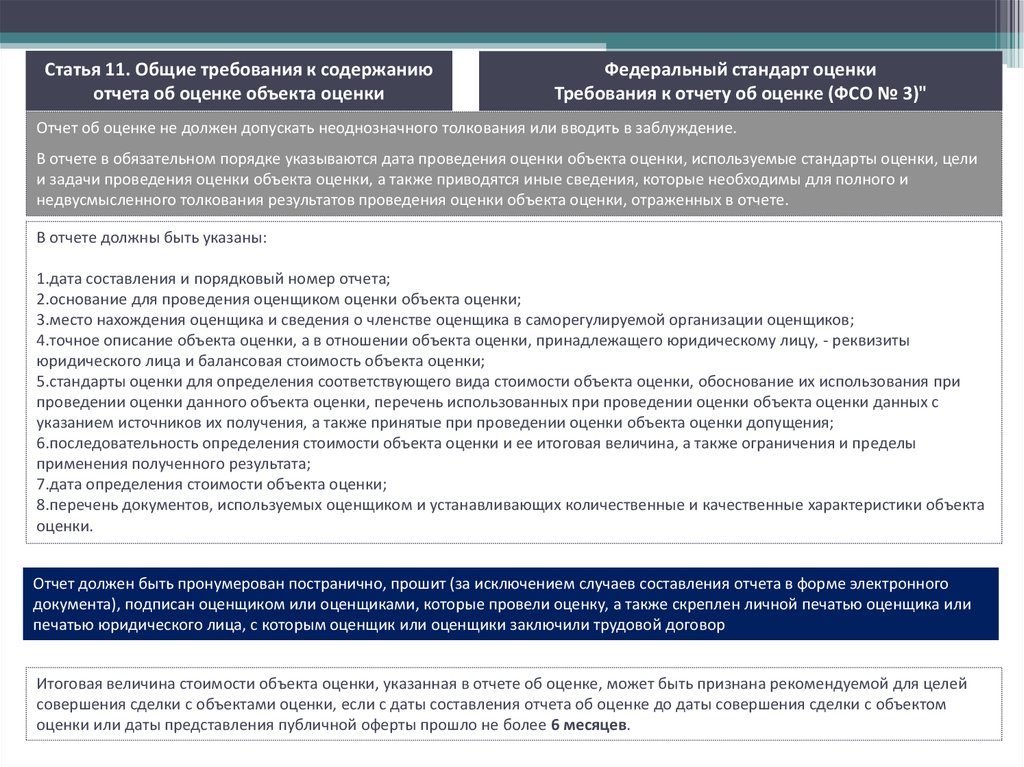 Закон об оценке. Содержанию отчета об оценке объекта. Отчет об оценке объекта оценки. Требования к отчету об оценке. Основания для проведения оценки.