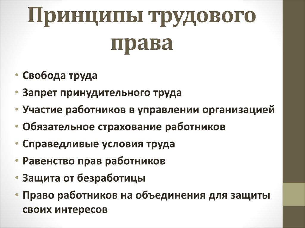 Принципы трудовых отношений