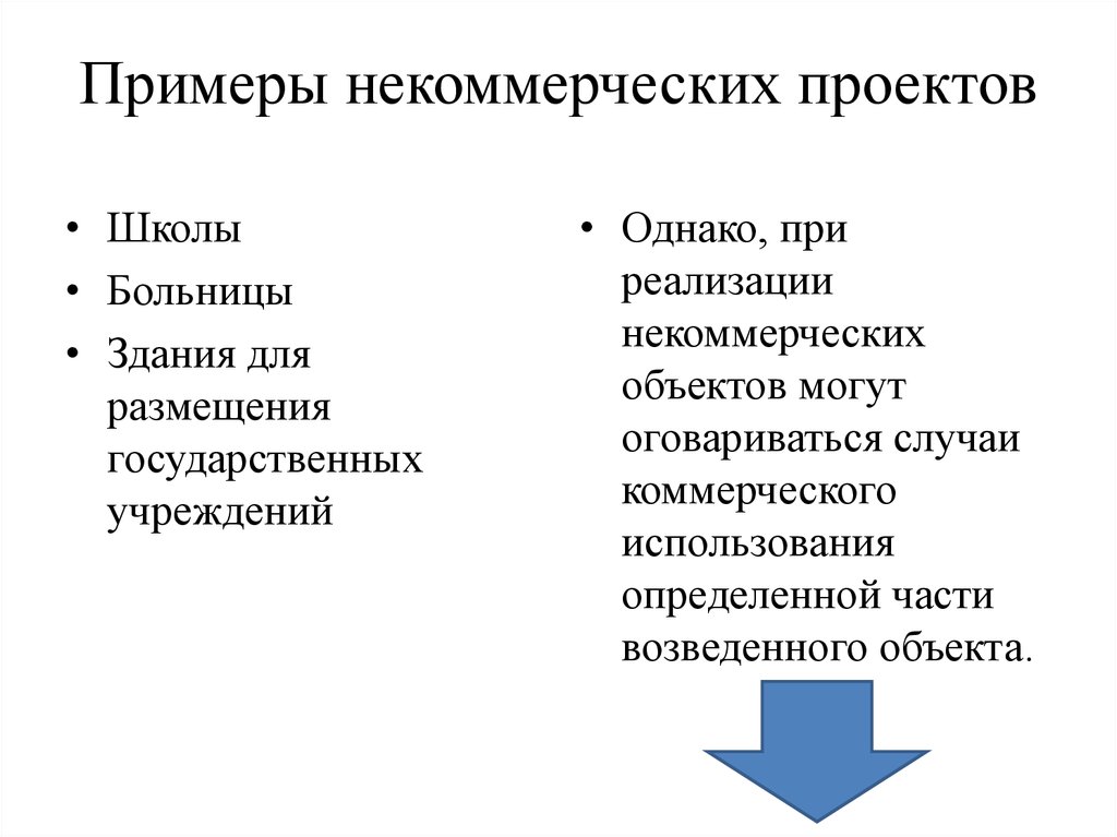 Некоммерческий проект пример