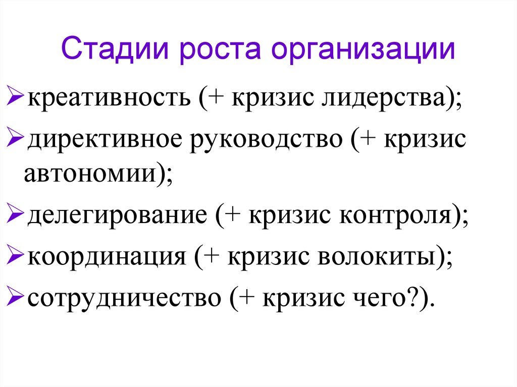 Стадии роста организации
