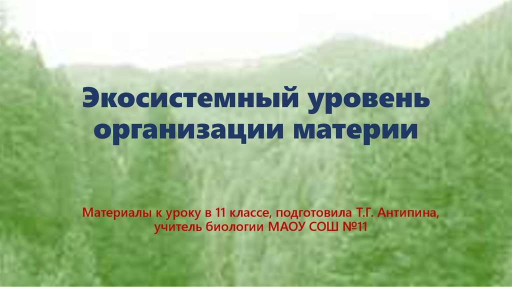 Экосистемный уровень 9 класс 2 вариант. Строение материи презентация.