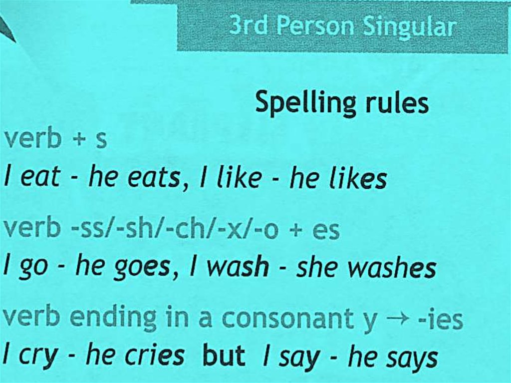 Write the third person singular. Third person singular правило. Present simple third person singular. Present simple third person. 3rd person singular правило.