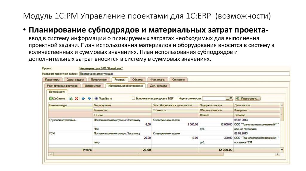 1с erp pm управление проектами