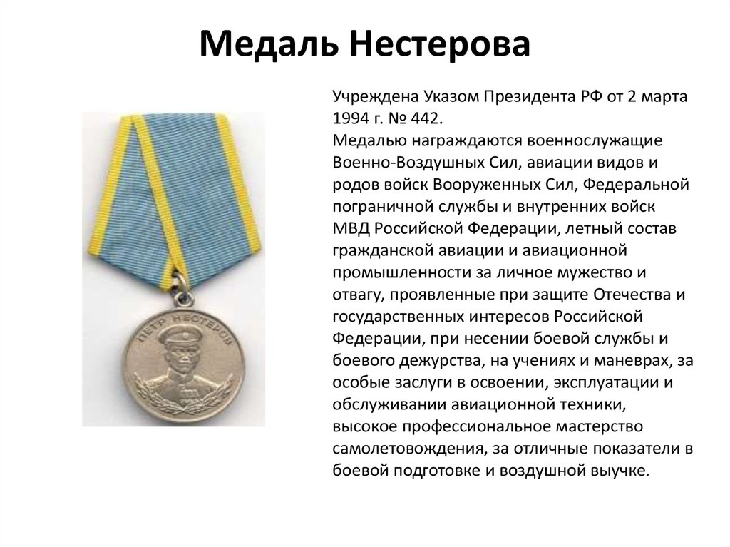 За что теркину вручают орден. Медаль Петра Нестерова. Статут медали Нестерова. Медалью Нестерова награждаются.